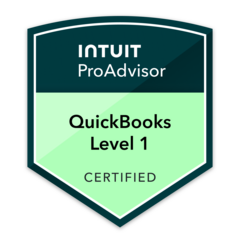 Intuit QuickBooks Certified ProAdvisor Level 1 badge issued to Heather Hatch